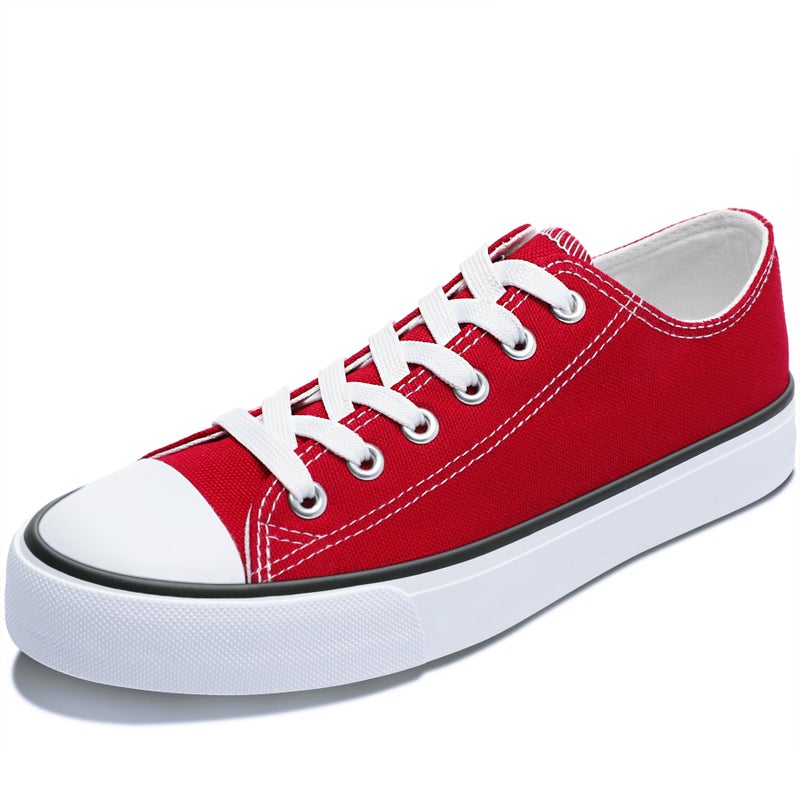 Obtaom Women Red Canvas Shoes Low Top Fashion Sneakers Slip on Walking Canvas Shoe(Red US 06) - Image 1